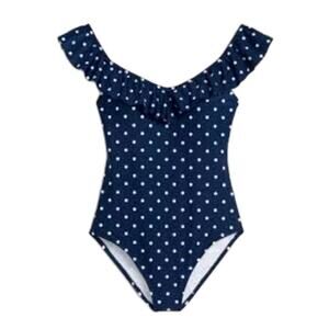 Old Navy Navy Blue Polka Dot One Piece Swimsuit Women Plus 2X Slimming Ruffle